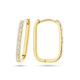Paperclip klapoorringen met Diamant 0.22ct (2x 0.11ct) van 14 Karaat Geelgoud