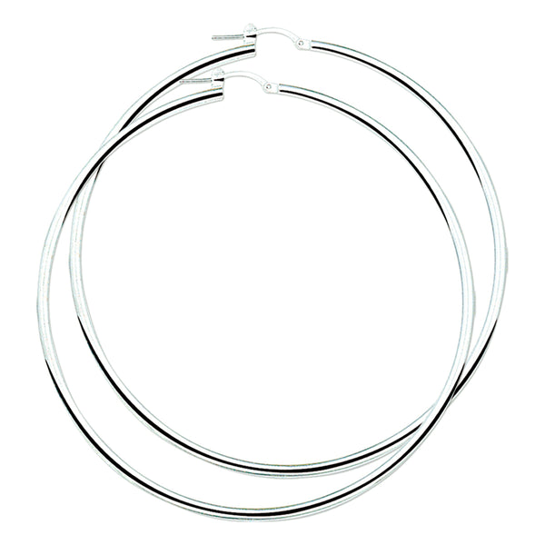 Oorringen van 925 Zilver met Ronde Buis 2.5 mm - Diameter 70mm