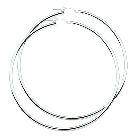 Oorringen van 925 Zilver met Ronde Buis 2.5 mm - Diameter 70mm