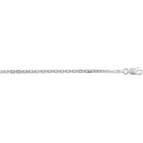 Zilveren collier lengte 50 cm - Anker Gediamanteerd 2,1 mm -  Zilver Wit