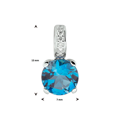 Hanger London Blue Topaas 1.35ct En Diamant 0.03ct H Si Goud (Witgoud)