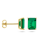 Oorknoppen met Groen Zirkonia met 14 Karaat Geelgoud - Formaat 5x7mm