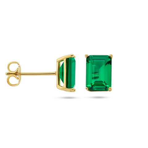 Oorknoppen met Groen Zirkonia met 14 Karaat Geelgoud - Formaat 5x7mm
