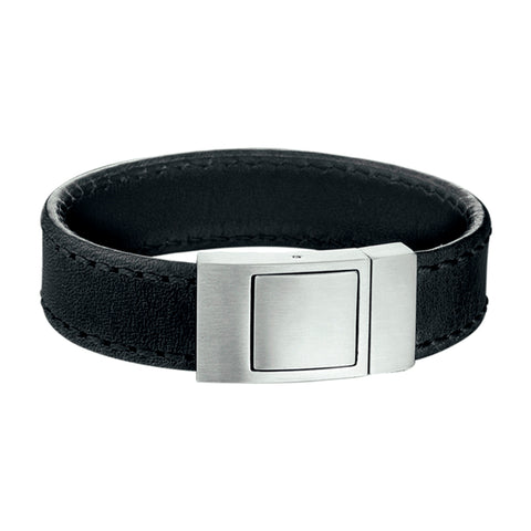 Herenarmband 18mm van Edelstaal en Leer - Lengte 19cm