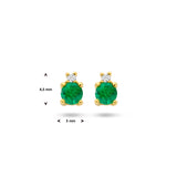 Oorknoppen Smaragd 0.28ct (2x 0.14ct) En Diamant 0.015ct (2x 0.0075ct) H P1 Goud (Geelgoud)