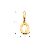 Letter Q - Hanger van 14 Karaat Geelgoud - 4 x 9.5 mm