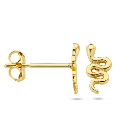 Oorknoppen Slang van 14 Karaat Gepolijst Geelgoud - Formaat 4x8mm