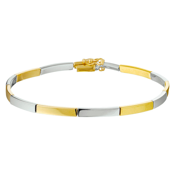 Damesarmband 3.1mm van 14 Karaat Goud - Bicolor Geelgoud/Witgoud - Lengte 19cm