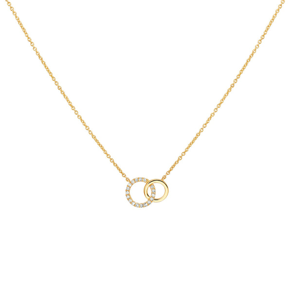 Collier van 14 Karaat Geelgoud, Ankerschakel 1mm, Diamant 0.08ct - Lengte 41+4cm