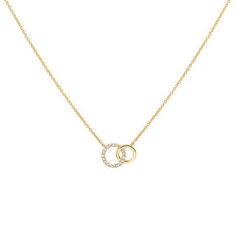 Collier van 14 Karaat Geelgoud, Ankerschakel 1mm, Diamant 0.08ct - Lengte 41+4cm