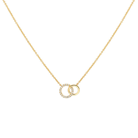 Collier van 14 Karaat Geelgoud, Ankerschakel 1mm, Diamant 0.08ct - Lengte 41+4cm