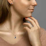 14 Karaat Witgouden Hanger met Saffier 0.14ct en Zirkonia - Formaat 8.5x10.5mm