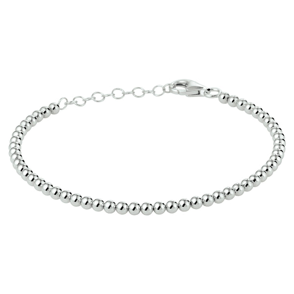 Damesarmband 3mm van Gerhodineerd Zilver, Bolletjes - Lengte 16+3cm