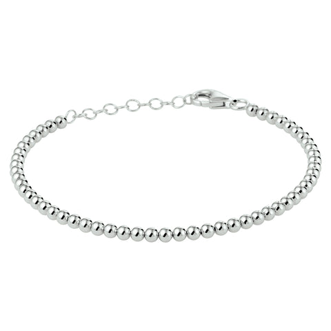 Damesarmband 3mm van Gerhodineerd Zilver, Bolletjes - Lengte 16+3cm