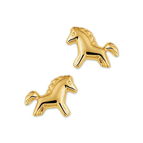 14 Karaat Geelgouden kinderoorknoppen Paard - Formaat 8 x 6 mm