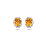 Oorknoppen van 14 Karaat Geelgoud met Citrien 0.70ct (2x 0.35ct) en Diamant 0.12ct