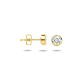 Ronde Oorknoppen met Zirkonia 4.5mm, 14 Karaat Geelgoud