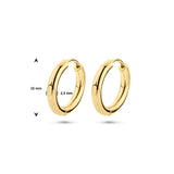 Klapoorringen van 14 Karaat Geelgoud Ronde Buis 2.5 mm - Diameter 15mm