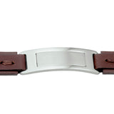 Herenarmband 15mm van Edelstaal en Leer - Lengte 19+2cm