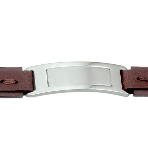 Herenarmband 15mm van Edelstaal en Leer - Lengte 19+2cm