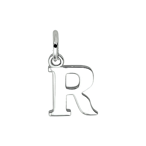 Gerhodineerd Zilveren hanger, Letter R  - 9.3 x 12.4 mm
