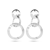 Gerhodineerd Zilveren Oorhangers met (deels) Gematteerde Cirkels - Hoogte 48mm