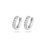 Klapoorringen van Gerhodineerd Zilver met Zirkonia - Diameter 11mm en Breedte 2.5mm