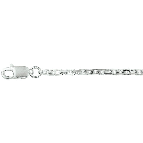 Zilveren collier lengte 50 cm - Anker Gediamanteerd 2,1 mm -  Zilver Wit