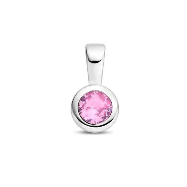 Hanger met Synthetische Geboortesteen Oktober | Gerhodineerd Zilver - Formaat 5.5 x 11mm