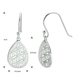 Franse Haak Oorhangers Druppelvorm Filigrain van Gerhodineerd Zilver - Hoogte 30mm