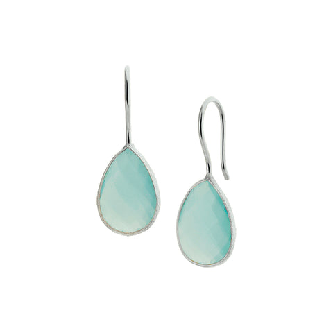 Franse Haak Oorhangers met Chalcedoon 5.25ct (2x 2.625ct) van 925 Zilver - Formaat 11.5x30mm