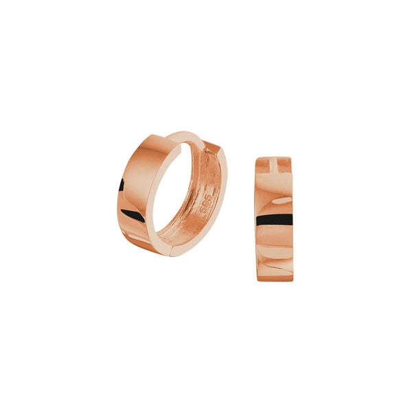 14 Karaat Roségouden Oorringen met Vlakke Buis 3mm en Scharnier - Diameter 12 mm