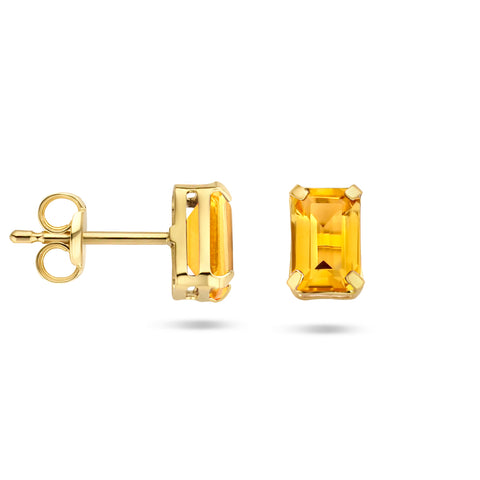 Oorknoppen van 14 Karaat Geelgoud met Citrien 1.02ct (2x 0.51ct)