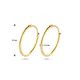 Oorringen van 14 Karaat Geelgoud Ronde Buis 1.3mm - Diameter 17mm