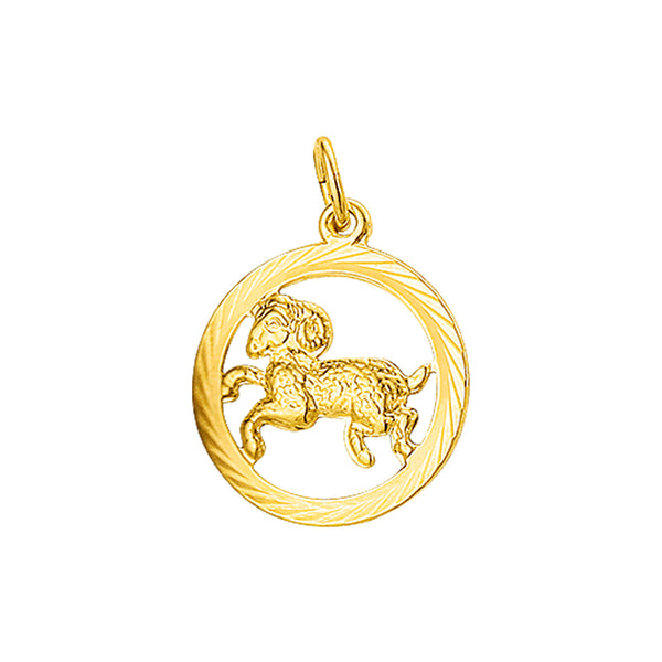 Hanger Sterrenbeeld Ram Gediamanteerd Goud (Geelgoud)