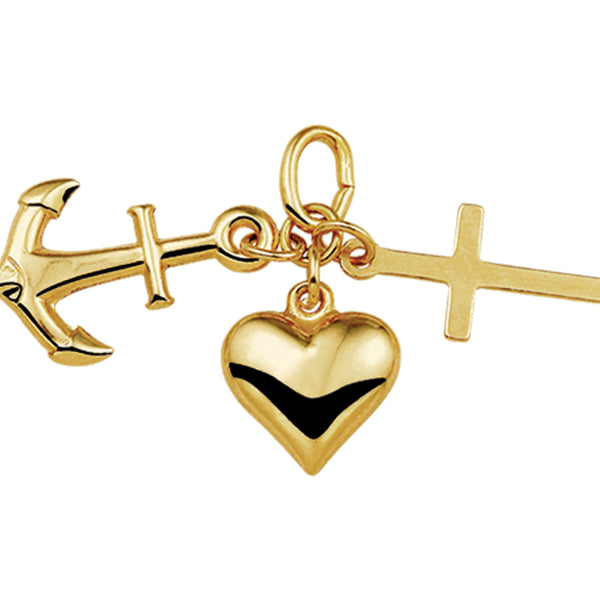 Hanger Geloof, Hoop En Liefde Goud (Geelgoud)