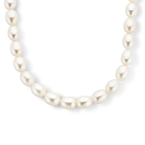 Parelcollier Zoetwater Parels 9mm met Gerhodineerd Zilver - Lengte 42+4cm