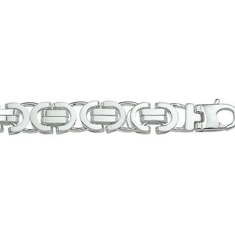 Herenarmband 7.5mm van 925 Zilver, Platte Koningsschakel - Lente 21cm