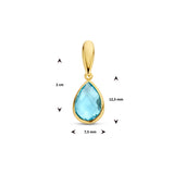 Hanger Druppelvorm 20 x 7.5 mm met Blauw Topaas 2.48ct, 14 Karaat Geelgoud