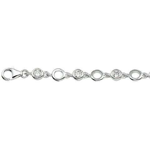 Armband Zirkonia 18 + 2 Cm Zilver Gerhodineerd