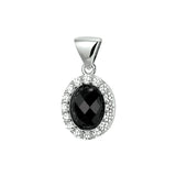 Hanger van Gerhodineerd Zilver met Onyx 1.23ct en Zirkonia - formaat 11 x 15.5 mm