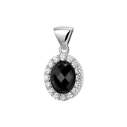 Hanger van Gerhodineerd Zilver met Onyx 1.23ct en Zirkonia - formaat 11 x 15.5 mm