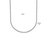 Gerhodineerd Zilveren collier, Gourmet schakel 4-zijdes geslepen 2,4mm - Lengte 60cm