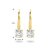 Oorhangers van 14 Karaat Geelgoud, Brisur Haak, met Zirkonia - Formaat 6x19mm