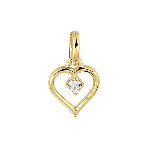 Hartvormige hanger 8 x 9 mm met Zirkonia van 14 Karaat Geelgoud