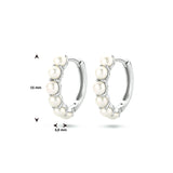 Gerhodineerd Zilveren Klapoorringen diameter 15 mm met Parels 3mm