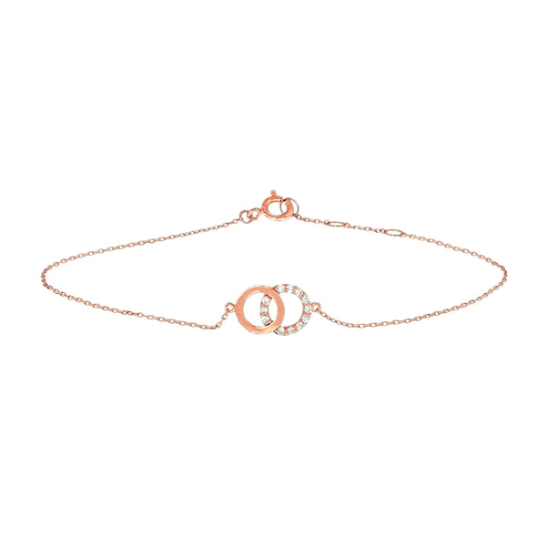 Damesarmband van 14 Karaat Roségoud met Zirkonia - Lengte 16.5+2cm