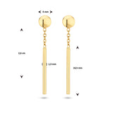 14 Karaat Geelgouden Oorhangers met Balkje - Formaat 1.3x26mm