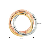 Hanger Tricolor - Geel- Wit en Roségoud - Drie ringen Diameter 10mm