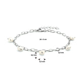 Damesarmband van Gerhodineerd Zilver met Parels Lengte 18+3cm